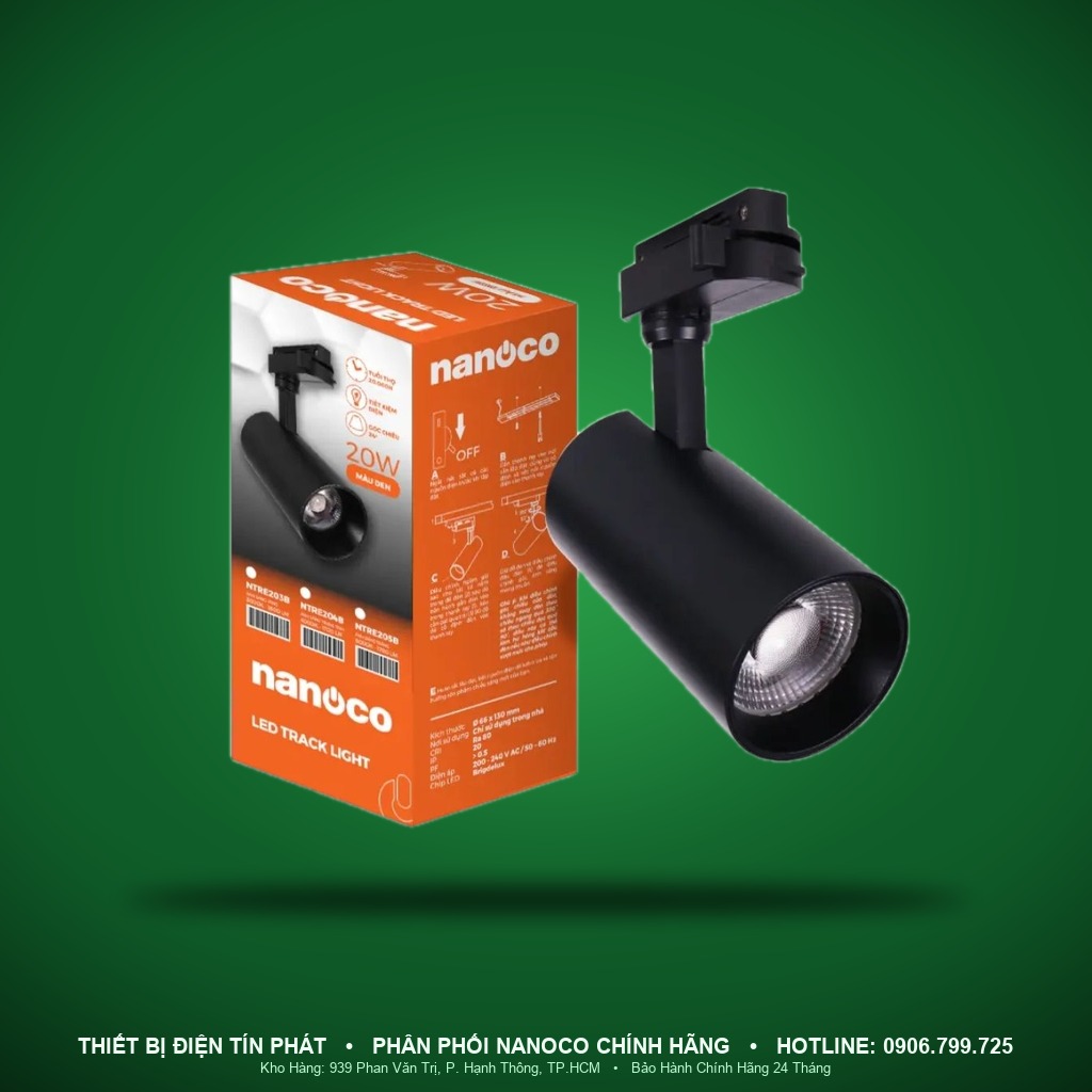 NTRE203B - NTRE203B – Đèn LED Track Light T2 20W 3000K thân đen - Nanoco