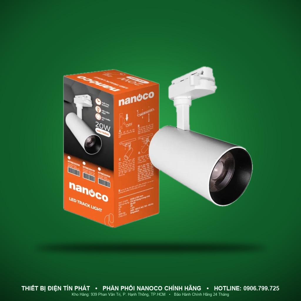 NTRE203W - NTRE203W – Đèn LED Track Light T2 20W 3000K thân trắng - Nanoco