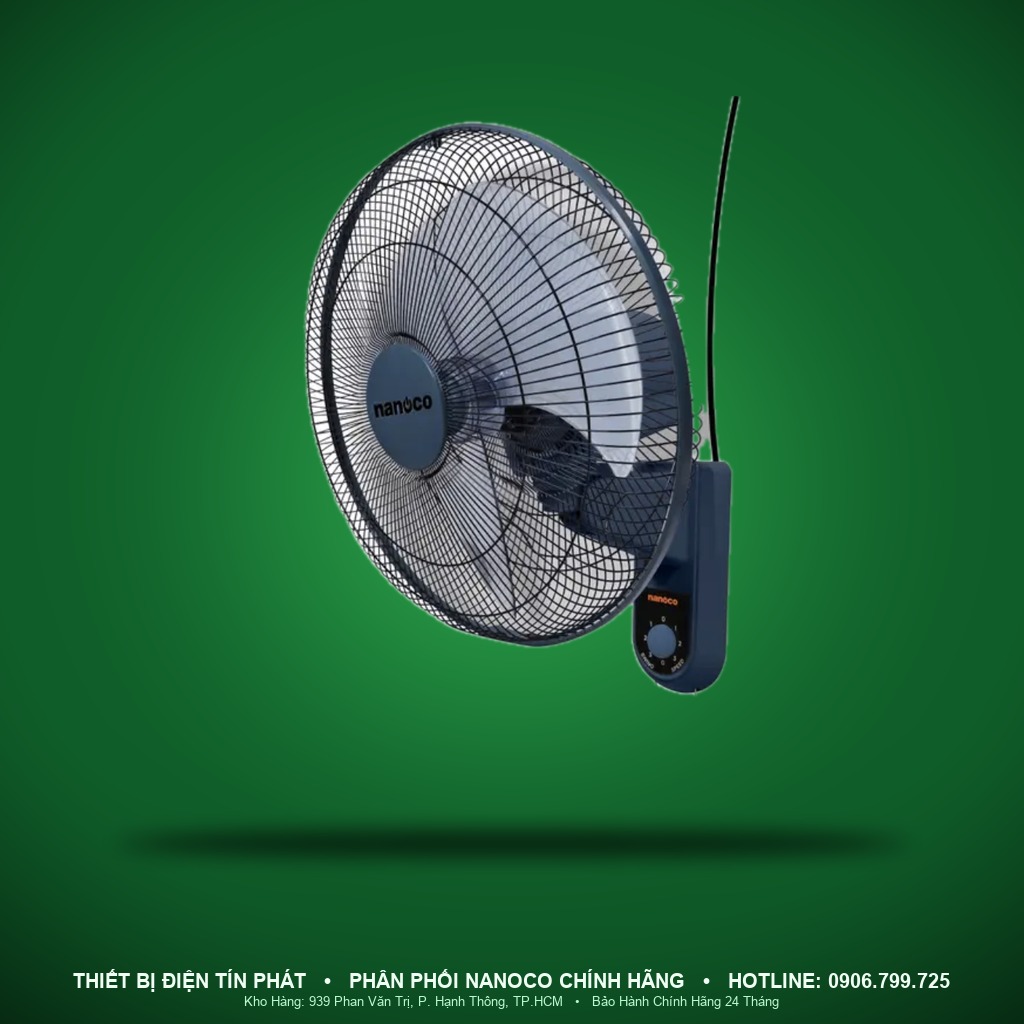 NWF1611BL - NWF1611BL- Quạt treo tường cơ 3 cánh, 40cm, 47W, màu xanh - Nanoco