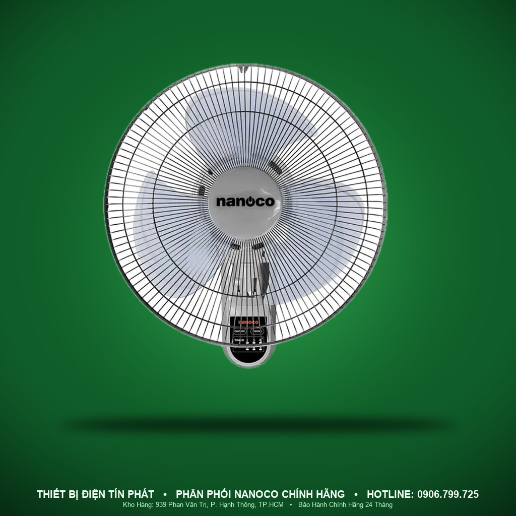 NWF1612RC-G - NWF1612RC-G- Quạt treo tường điều khiển từ xa 3 cánh, 40cm, 47W, xám - Nanoco