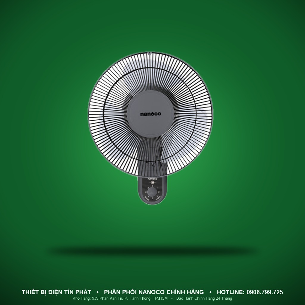 NWF1614GR - NWF1614GR- Quạt treo tường cơ 3 cánh, 40cm, 47W, ghi - Nanoco