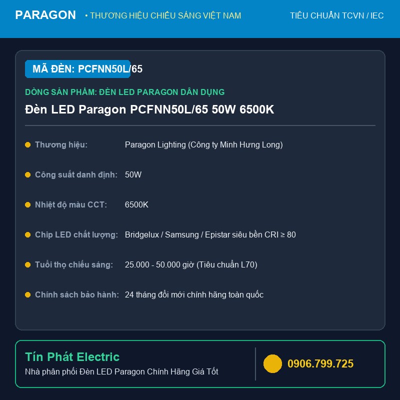 PCFNN50L/65 - Đèn LED Paragon PCFNN50L/65 50W 6500K