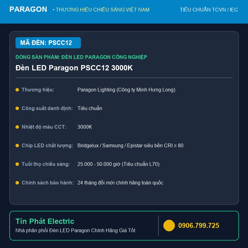 PSCC12 - Đèn LED Paragon PSCC12 3000K