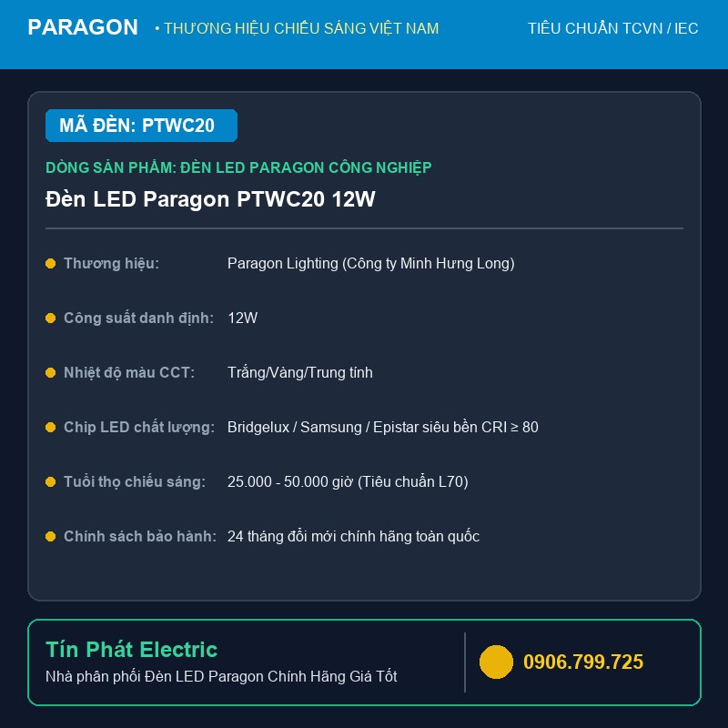 PTWC20 - Đèn LED Paragon PTWC20 12W