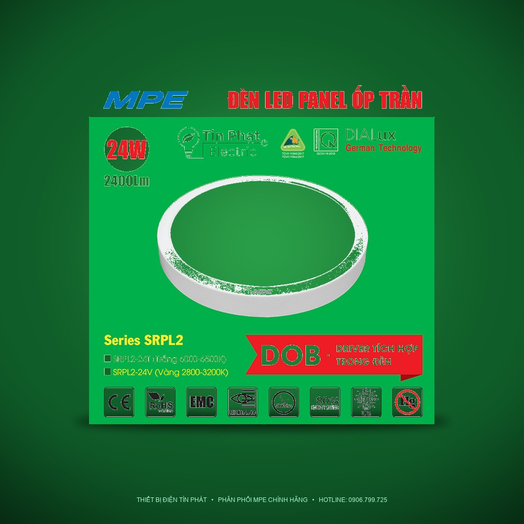 SRPL2-24T ( LED PANEL TRÒN ỐP NỔI SRPL2-24W TRẮNG )