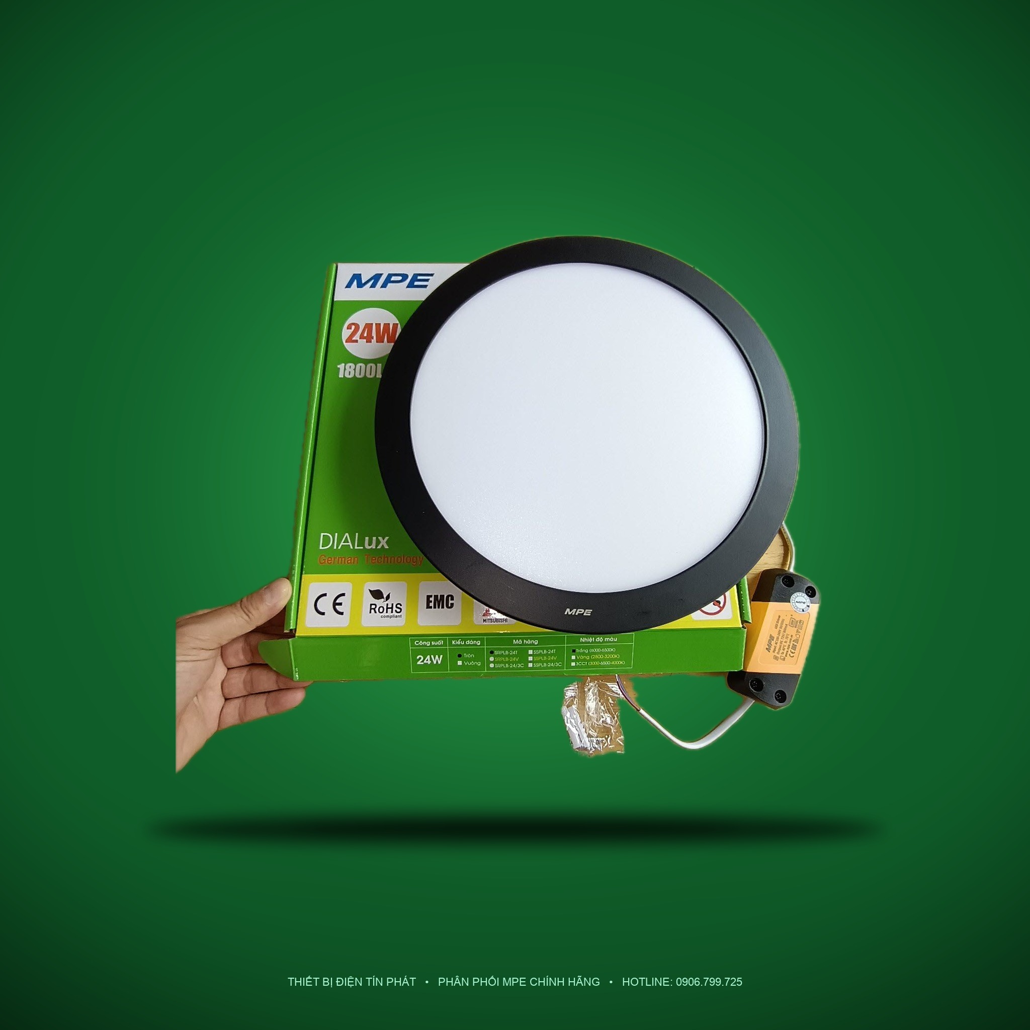 SRPLB-24T (Đèn led panel tròn nổi viền đen 24W trắng)