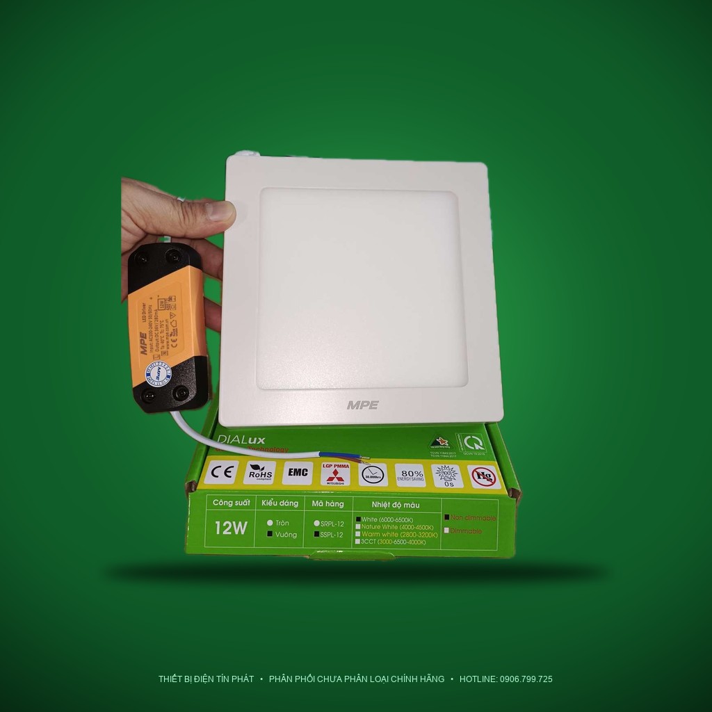SSPL-12T (Đèn led panel vuông nổi 12W trắng)