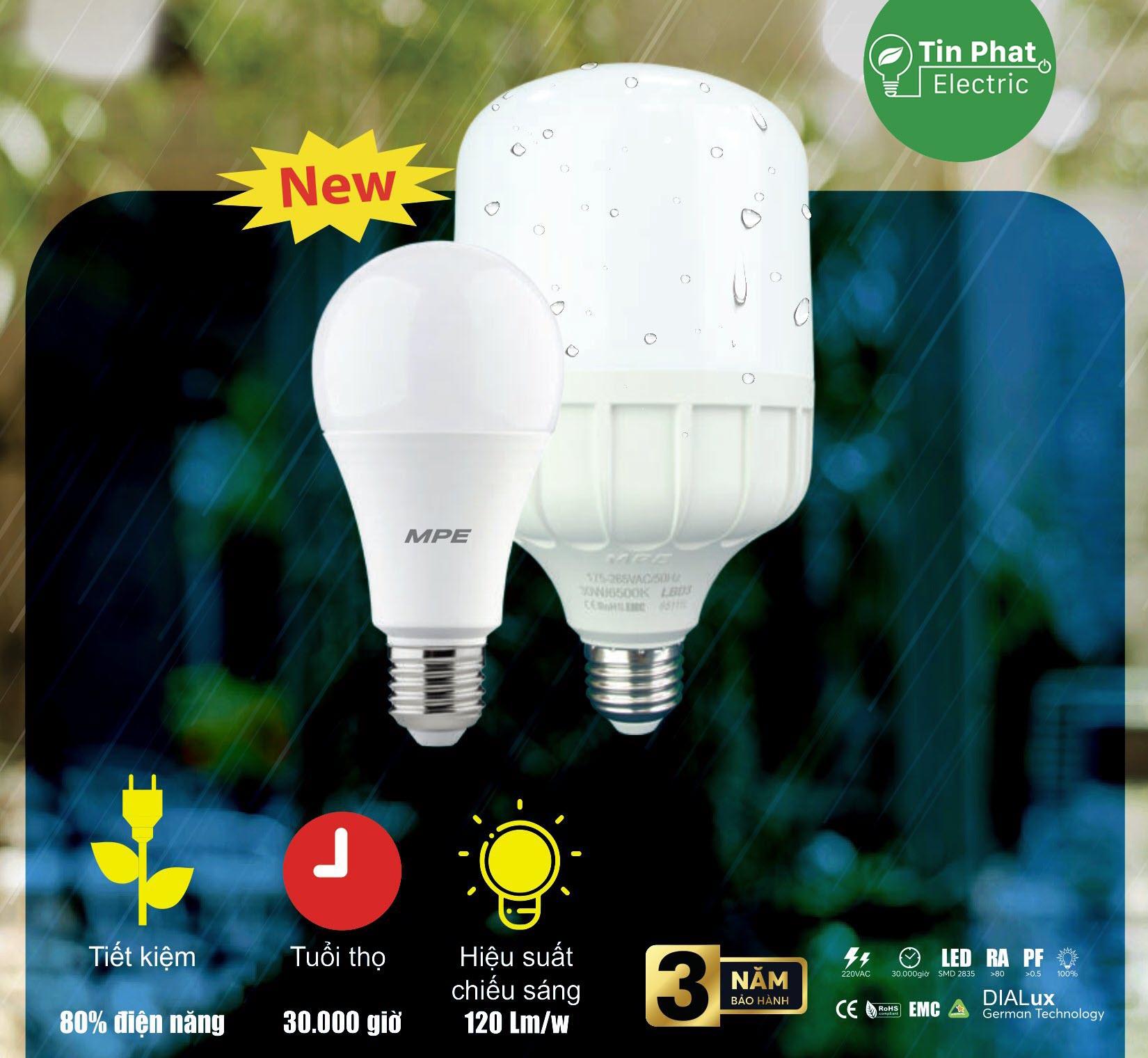 TP-12222 - Đèn LED Bulb Nhựa Chống Ẩm MPE ( Seri LBD3 )