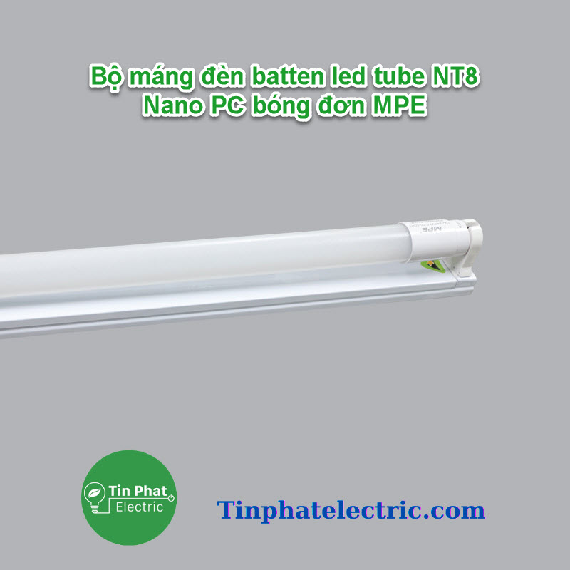 TP-12766 - Bộ máng đèn batten led tube NT8 Nano PC bóng đơn MPE ( 0,6m 9W, 1m2 18w ) - Ánh sáng Trắng, Vàng
