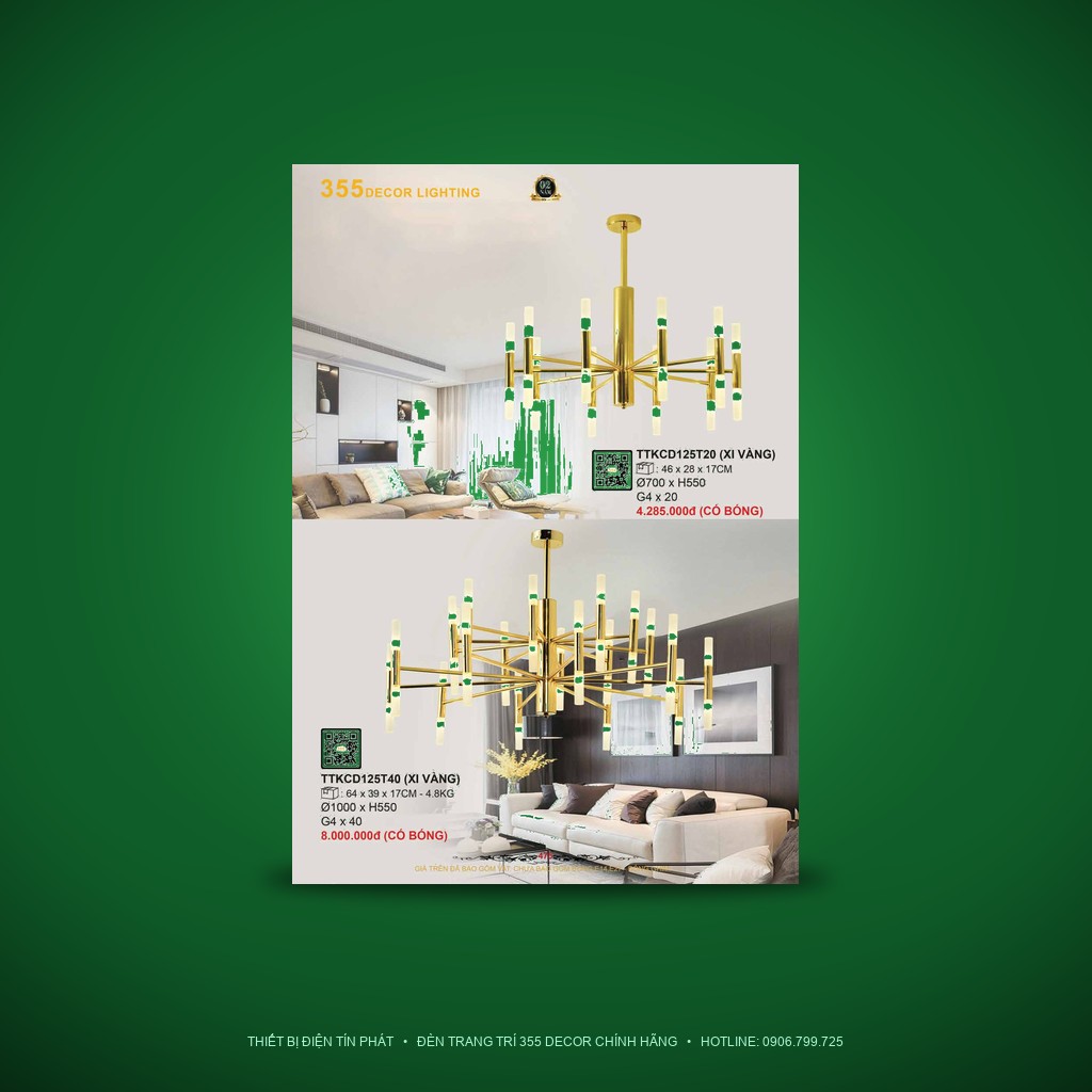 TTKCD125T40 (XI VÀNG) - Đèn Trang Trí 355 DECOR TTKCD125T40 (XI VÀNG)