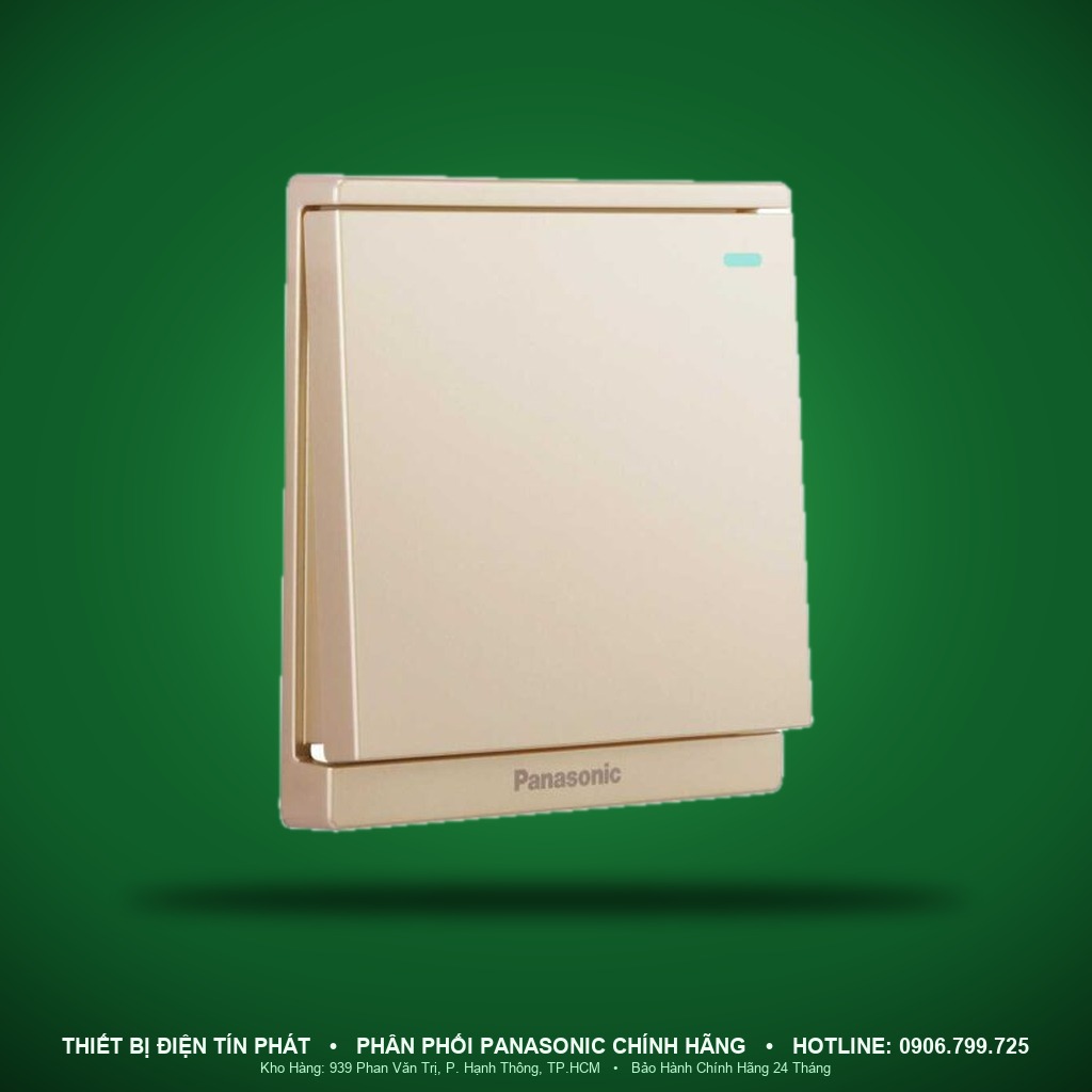 WMF512MYZ-VN - WMF512MYZ-VN – Bộ 1 công tắc C 2 chiều bắt vít có chỉ báo quang 10A 250V, màu vàng ánh kim – Moderva – Panasonic