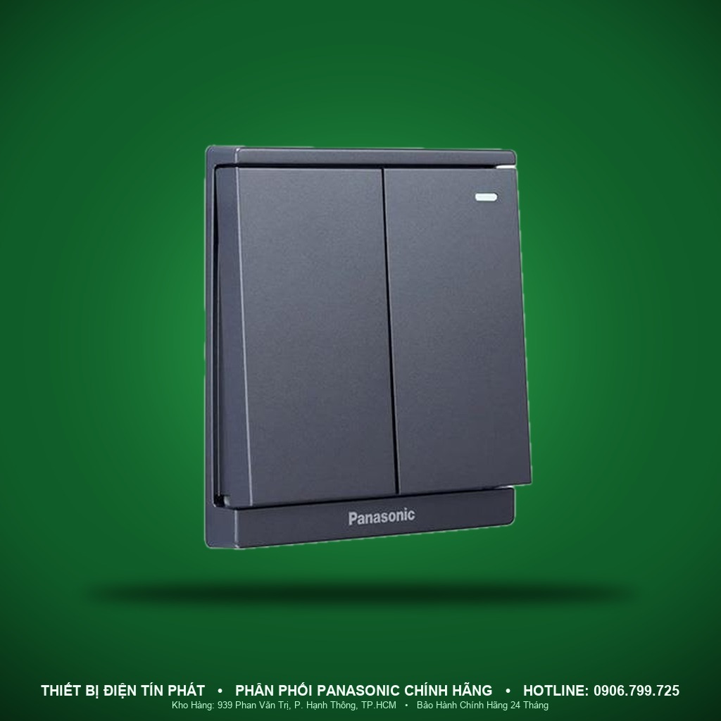 WMF513MYH-VN - WMF513MYH-VN – Bộ 2 công tắc B 1 chiều bắt vít có chỉ báo quang 10A 250V, màu xám ánh kim – Moderva – Panasonic