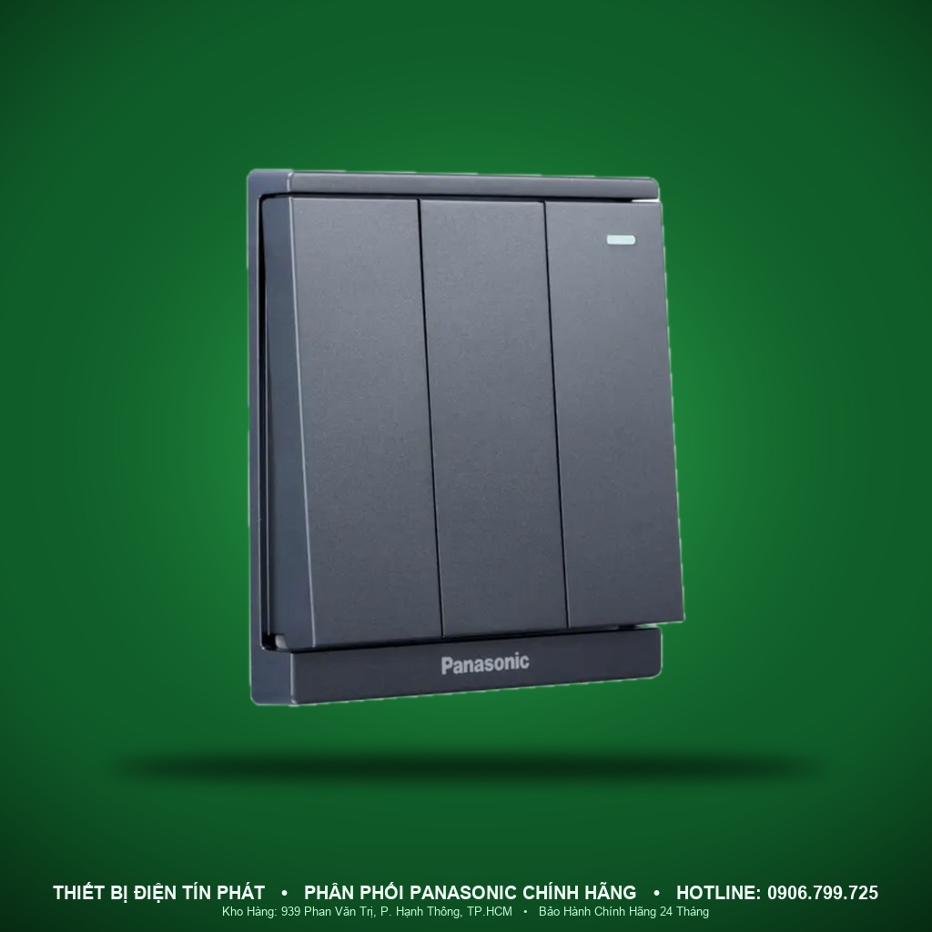 WMF515-VN - WMF515-VN – Bộ 3 công tắc B 1 chiều bắt vít có chỉ báo quang 10A 250V, màu trắng – Moderva – Panasonic