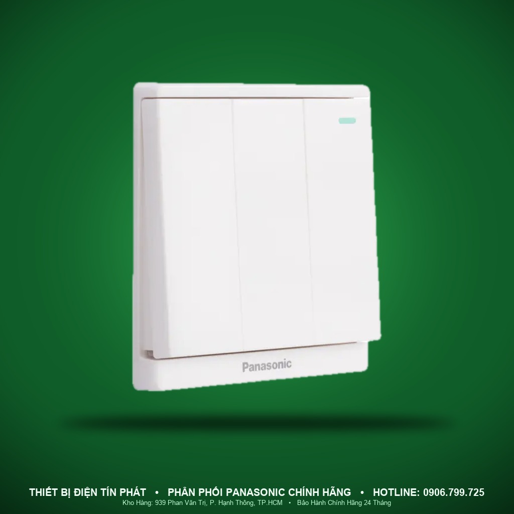 WMF516-VN - WMF516-VN – Bộ 3 công tắc C 2 chiều bắt vít có chỉ báo quang 10A 250V, màu trắng – Moderva – Panasonic