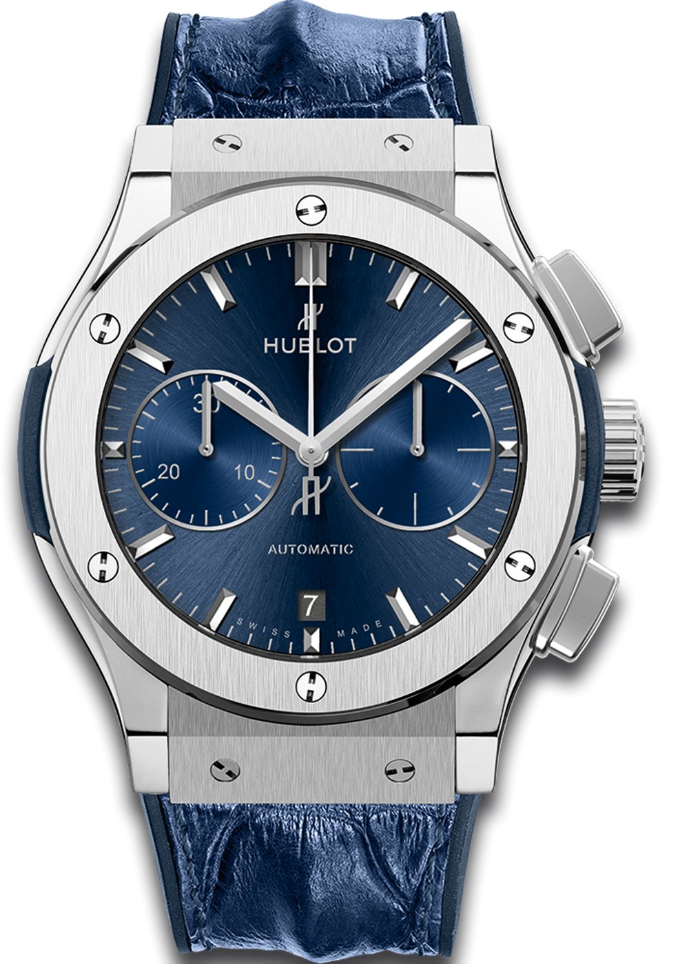 HUBLOT CLASSIC FUSION BLUE SUNRAY DIAL TITANIUM AUTOMATIC MEN'S WATCH 45MM