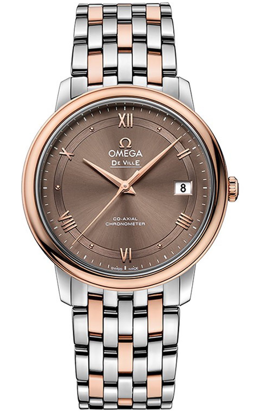 OMEGA DE VILLE PRESTIGE 18K RED GOLD/STAINLESS AUTOMATIC CO-AXIAL MEN'S WATCH 424.20.37.20.13.001, 36.8MM
