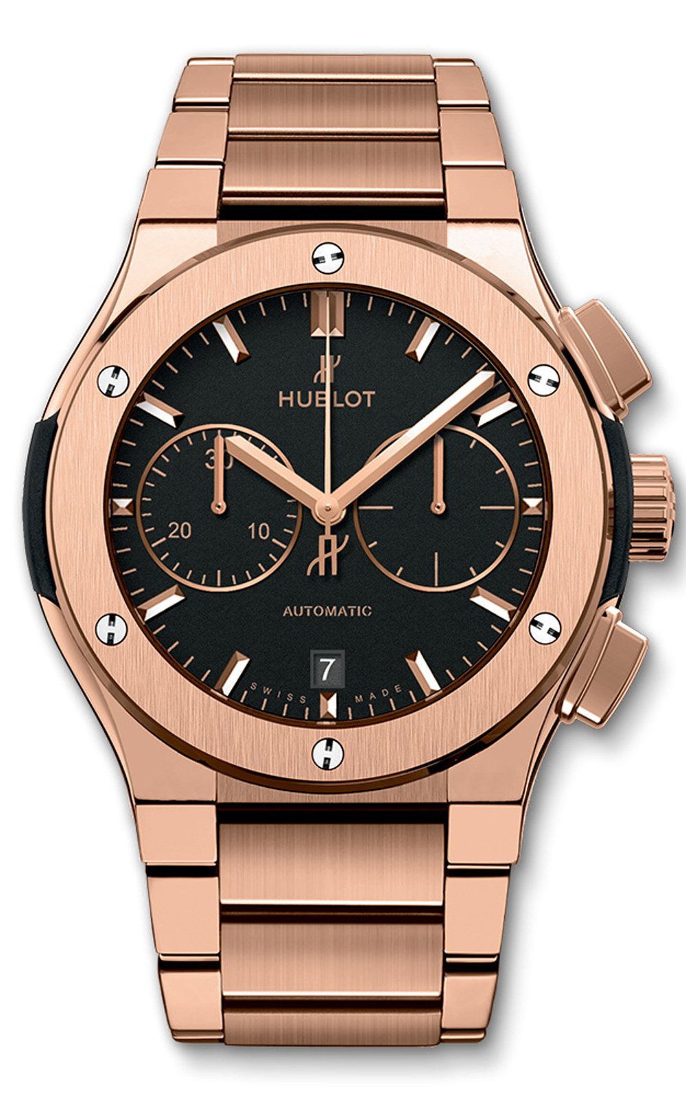 HUBLOT CLASSIC FUSION MATTE BLACK DIAL 18K KING GOLD MEN'S WATCH 520.NX.1170.NX, 45MM