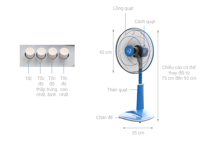 Quạt lửng ASIAvina - A16018 mẫu mới