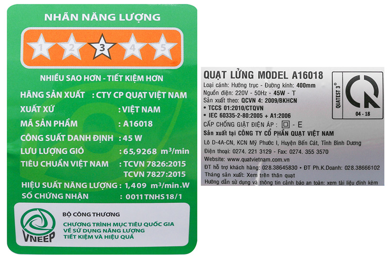 Quạt lửng ASIAvina - A16018 mẫu mới