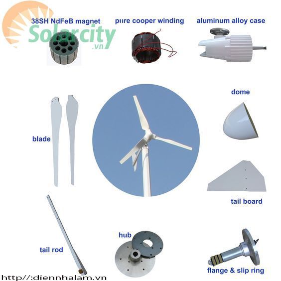 MÁY PHÁT ĐIỆN TUA BIN GIÓ 6000W SOLARCITY WIND POWER TURBINE