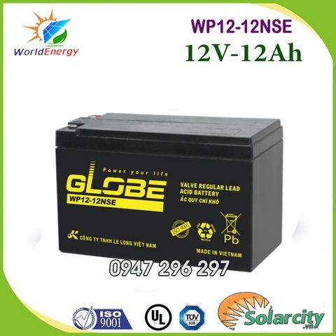 Ắc quy xe đạp điện Globe 12V- 12Ah (WP12-12NSE)