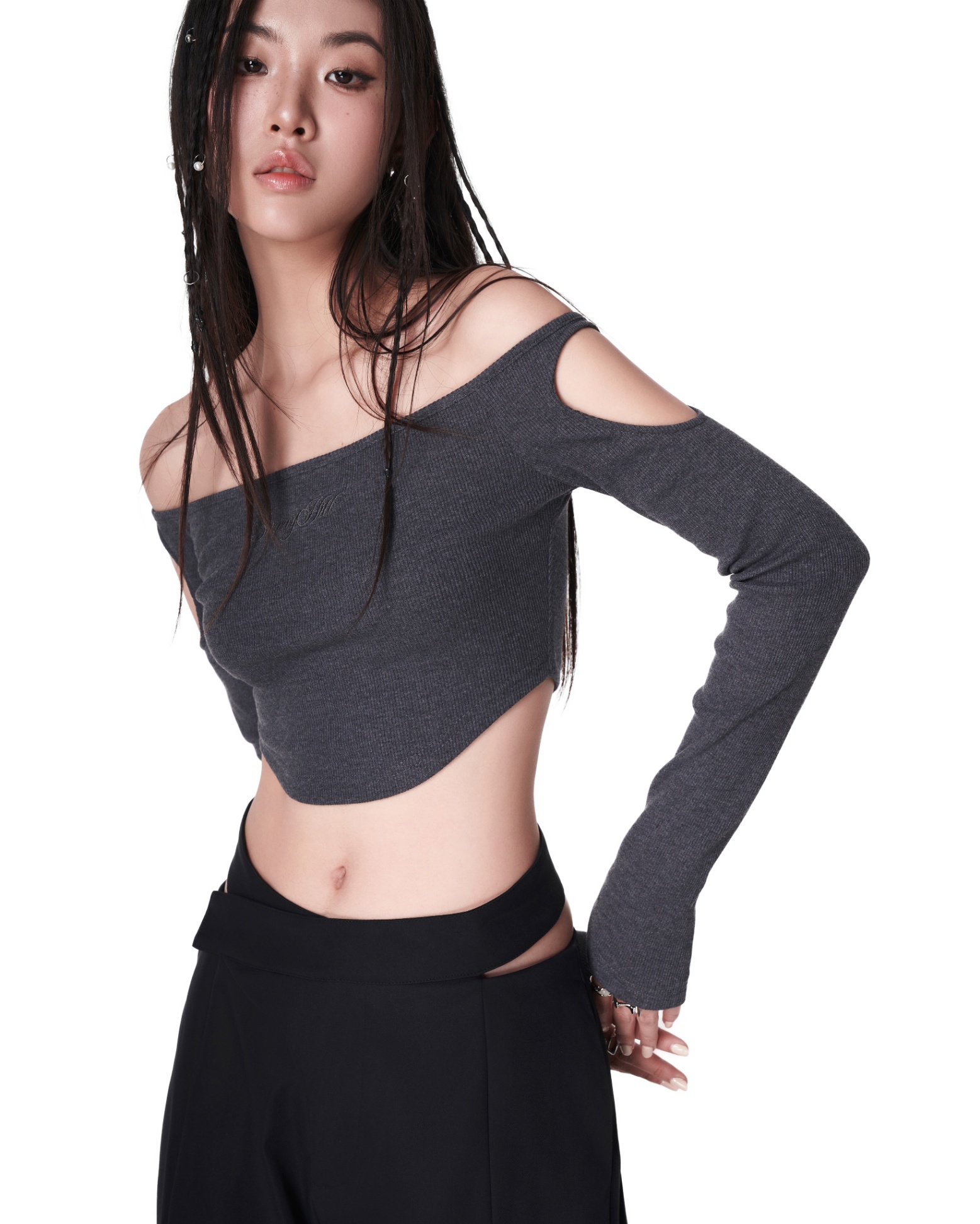 ELYSIA LONG SLEEVE TOP (GRAY)