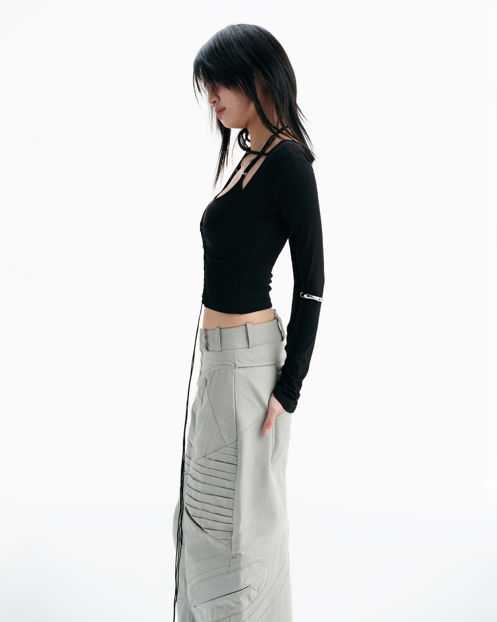 BISOU LONG SLEEVE TOP (BLACK)