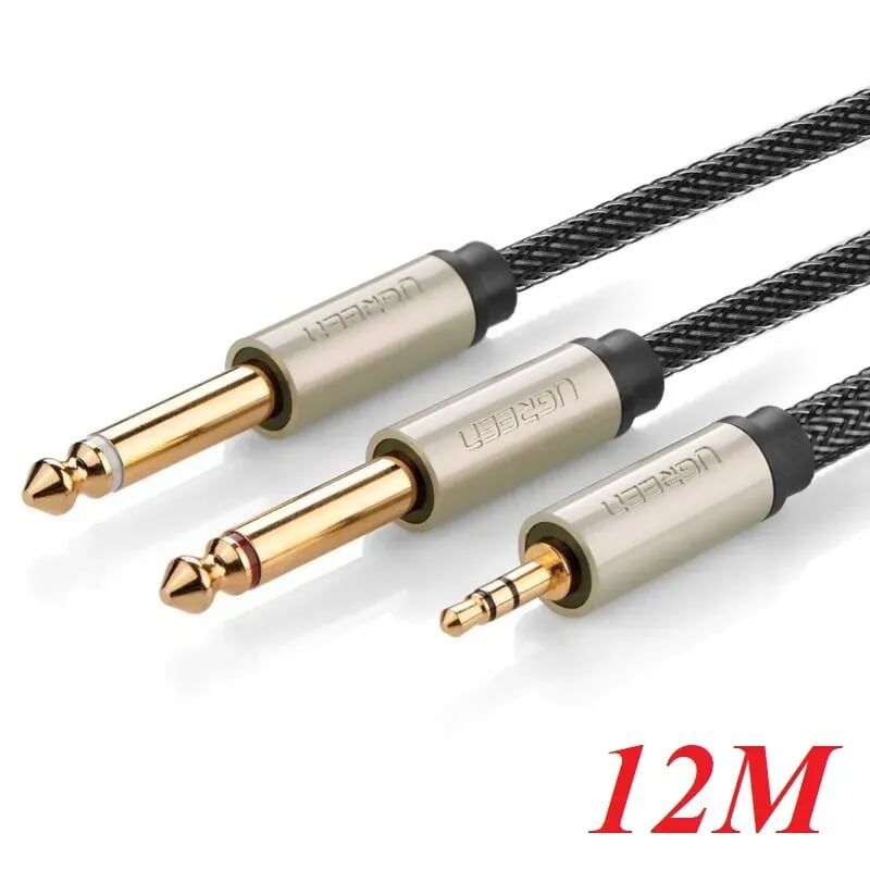 Ugreen 40797 12M Màu Đen Cáp âm thanh 2 đầu 6.5mm dương sang 3.5mm dương cao cấp AV126