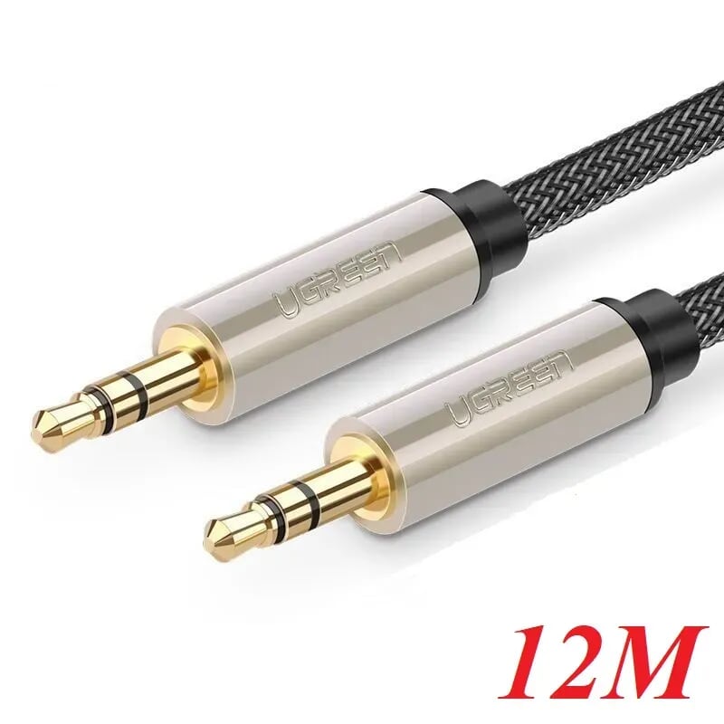 Ugreen 40786 12M màu Đen Cáp âm thanh 2 đầu 3.5mm dương đầu bọc kim loại cao cấp AV125