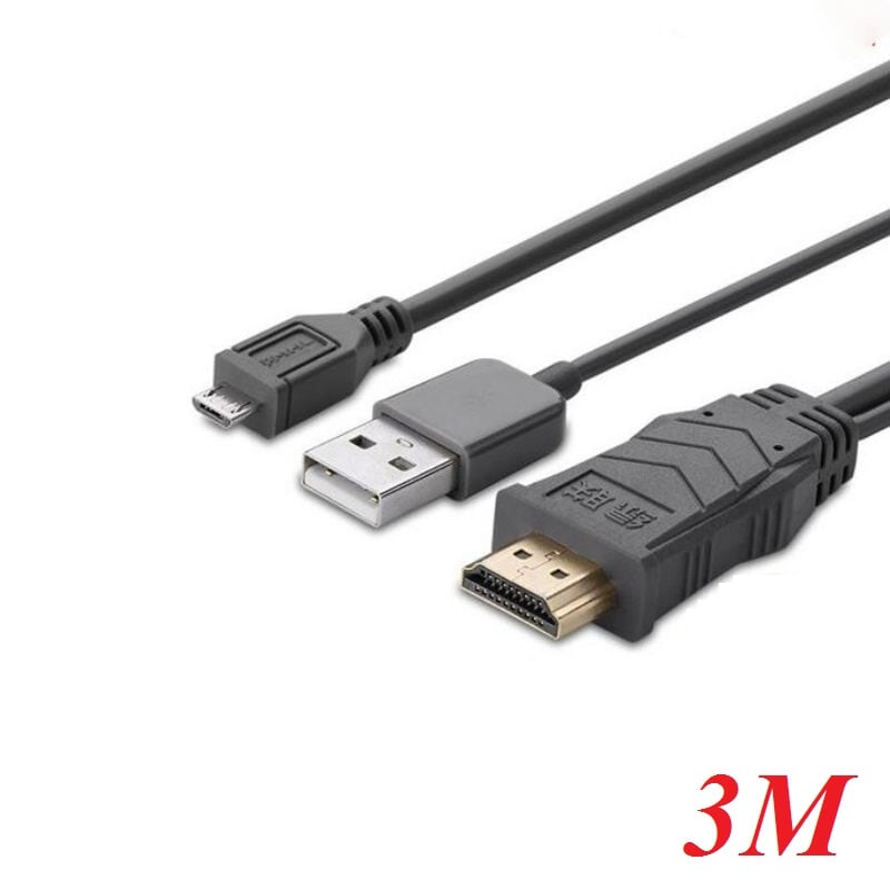 Ugreen 20138 3M màu Xám Cáp MHL Micro USB sang HDMI MH101