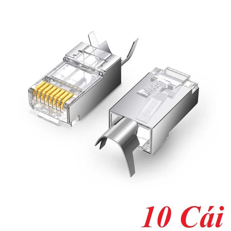 Ugreen 70316 bao có 10 chiếc đầu bấm mạng dùng cho dây lớn Cat6a Cat7 RJ45 LAN 8P8C NW123