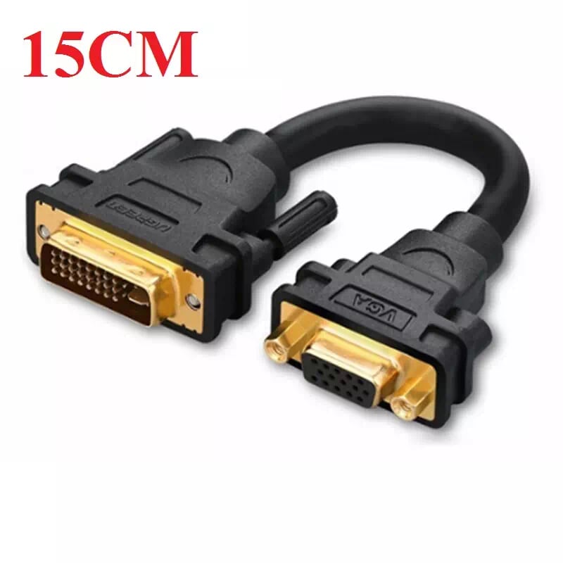 Ugreen 30499 15CM màu Đen Cáp chuyển DVI 24+5 dương sang VGA âm30499