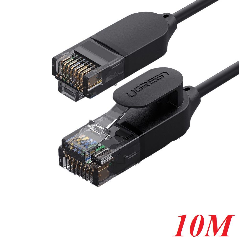 Ugreen 70656 10M 10Gbps 500MHz cat6a màu đen siêu mỏng OD2.8mm cáp mạng Utp LAN Ethernet toàn đồng NW122