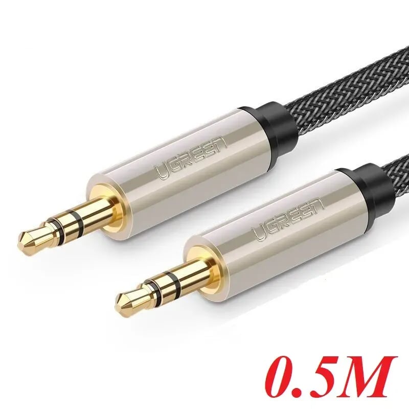 Ugreen 40778 0.5M màu Đen Cáp âm thanh 2 đầu 3.5mm dương đầu bọc kim loại cao cấp AV125