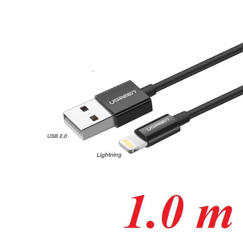 Ugreen 80822 1M màu đen cáp Lightning ra USB có chíp MFI chính hãng US155