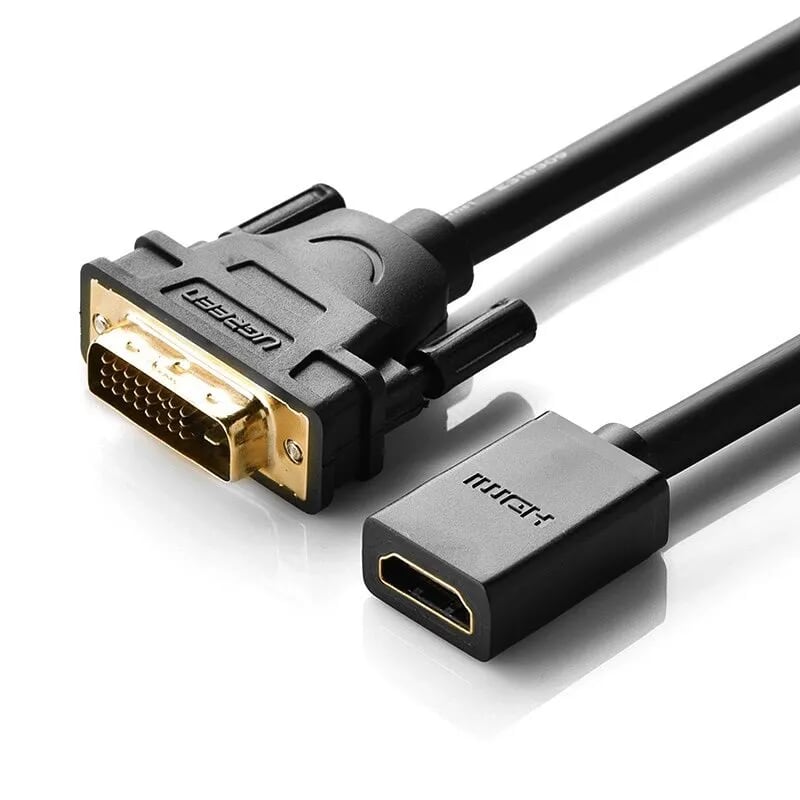 Ugreen 20118 Màu Đen Đầu chuyển đổi DVI 24+1 sang HDMI âm 20118