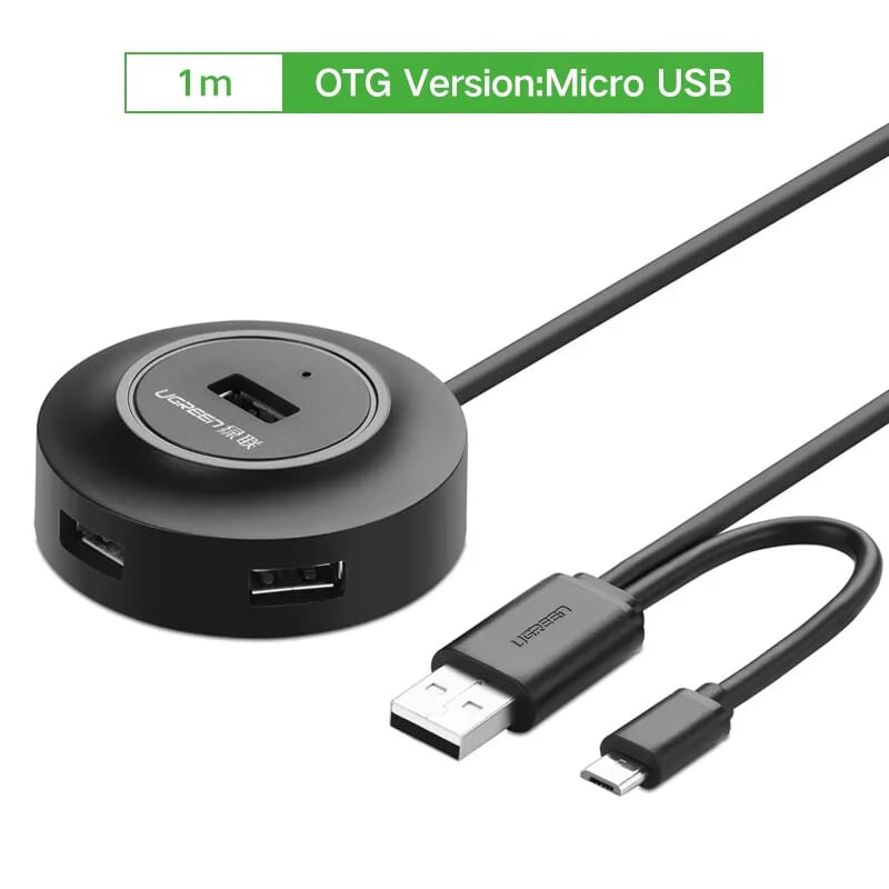 Ugreen 20278 1M màu Đen Bộ chia HUB USB 2.0 sang 4 USB 2.0 hỗ trợ OTG CR106