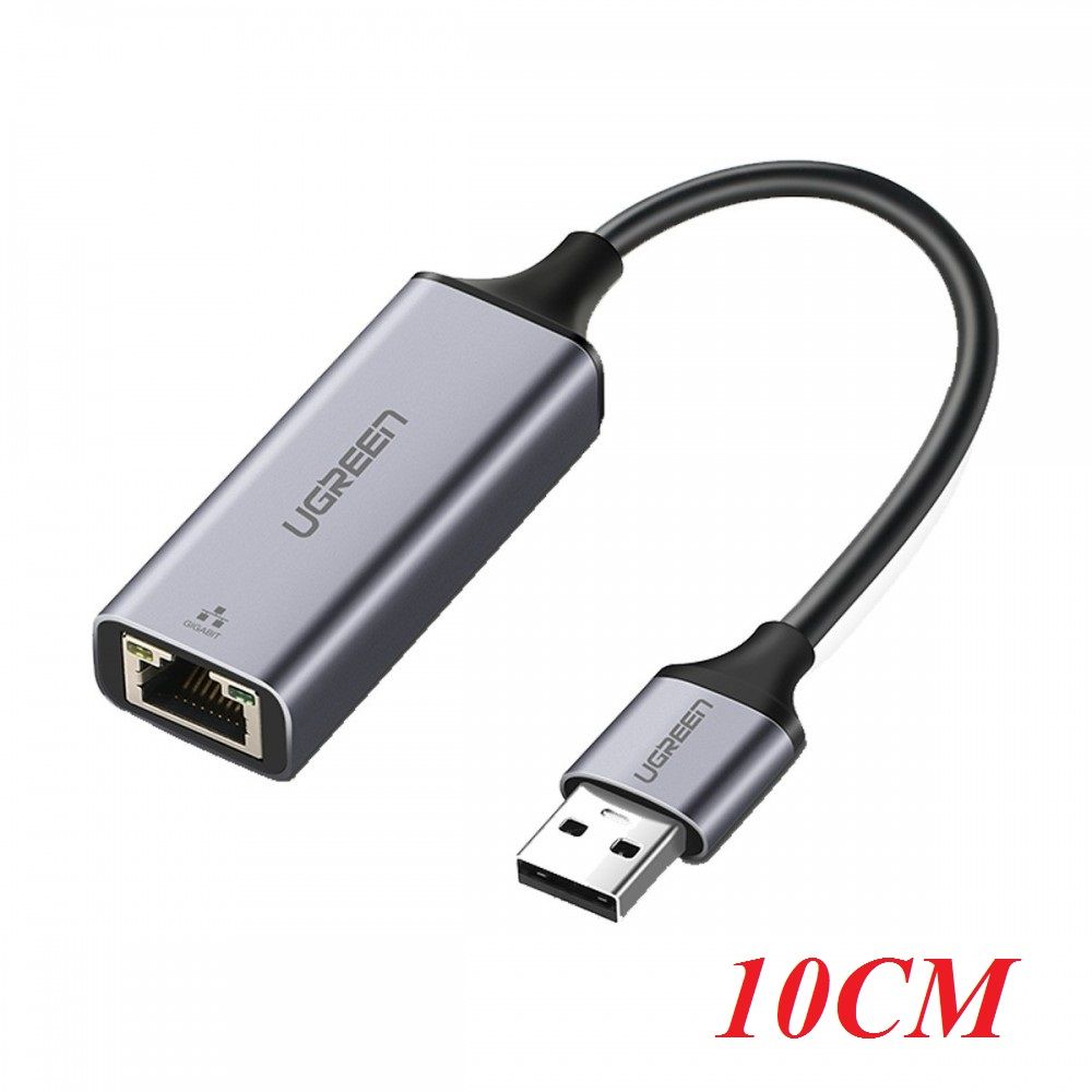 Ugreen 50921 10CM màu xám card mạng USB 2.0 ra RJ45 10/100Mbps CM209