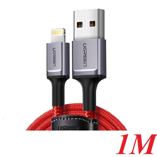 Ugreen 80635 1M màu đỏ cáp Lightning ra USB có chíp MFI chính hãng US293