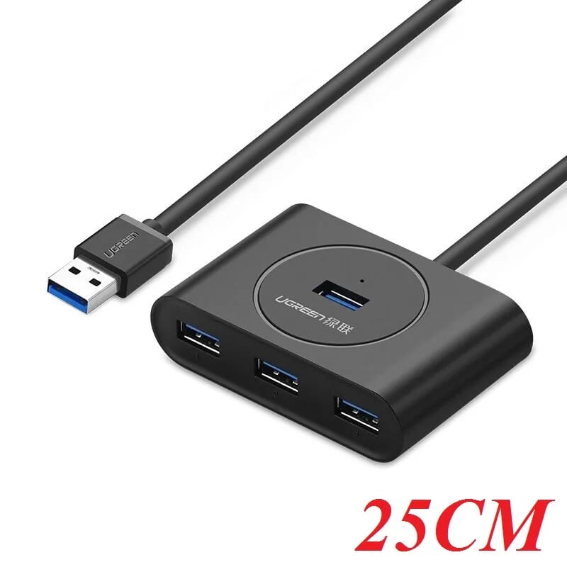 Ugreen 50263 25CM Màu Đen USB 3.0 Hub 4 Port With Power Port CR113