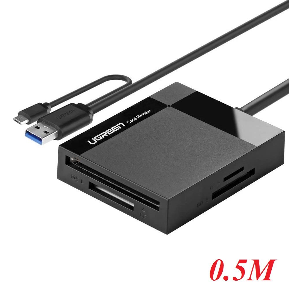 Ugreen 30230 0.5M Đầu Đọc Thẻ Usb 3.0 Đa Năng Cf Sd Tf Ms Otg 50cm CR125