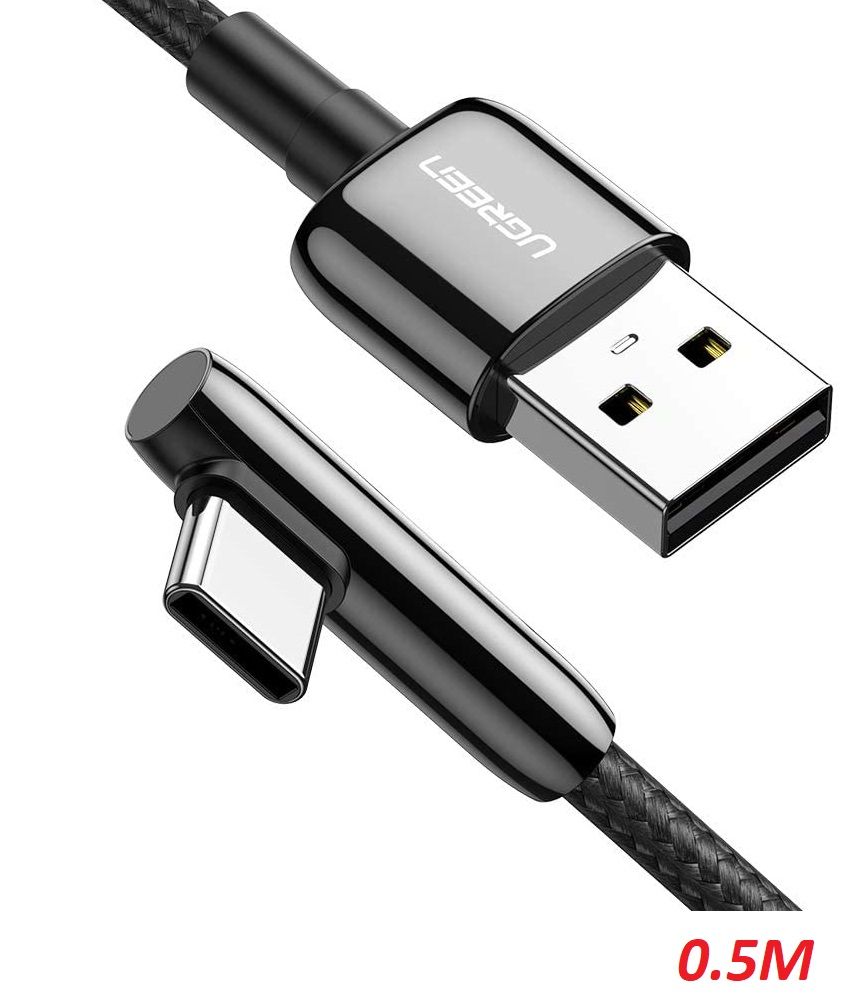 Ugreen 70282 0.5M màu đen cáp USB type C bẻ góc phải 90 độ ra usb A chống nhiễu US313