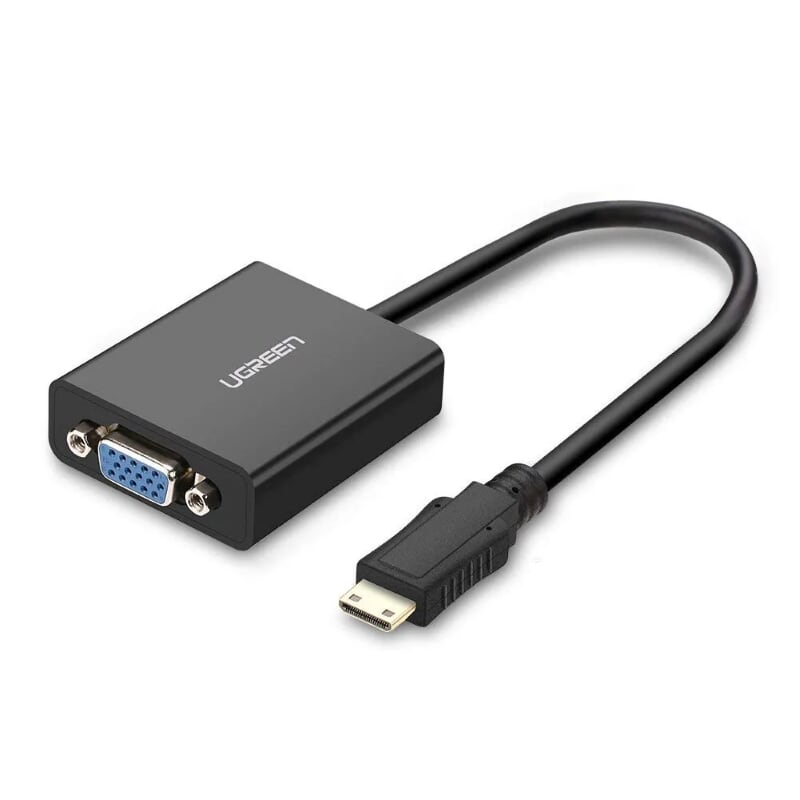 Ugreen 40270 15CM Màu Đen Bộ chuyển Mini HDMI sang VGA MM112