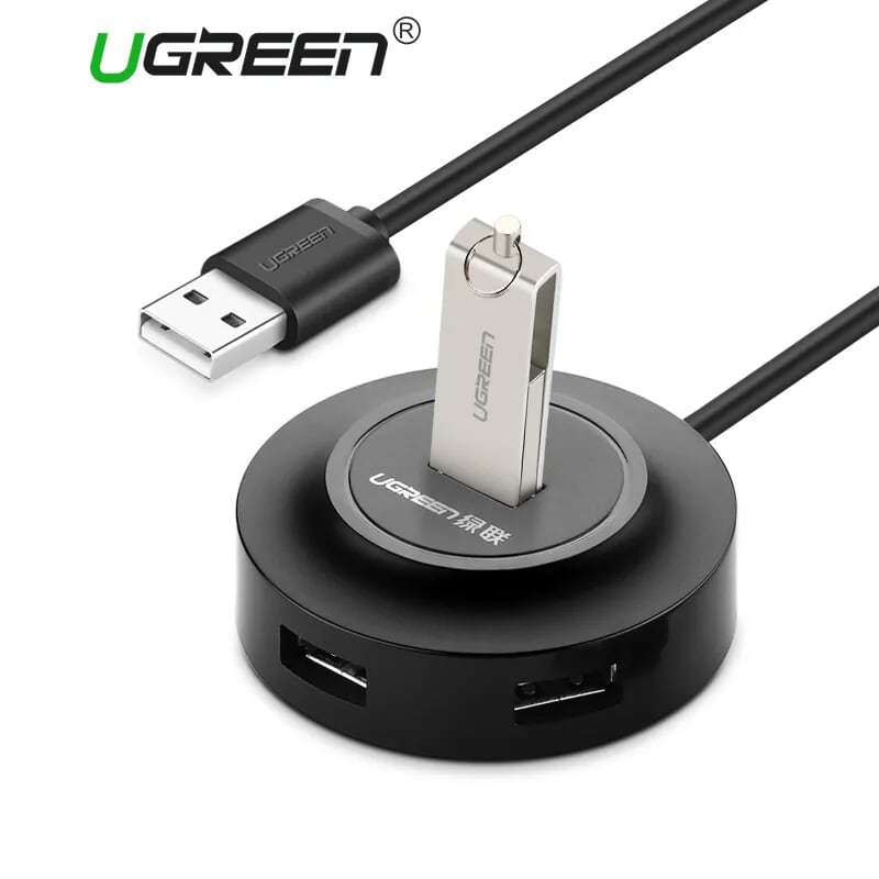 Ugreen 20277 1M màu Đen Bộ chia HUB USB 2.0 sang 4 USB 2.0 hỗ trợ nguồn 5V CR106