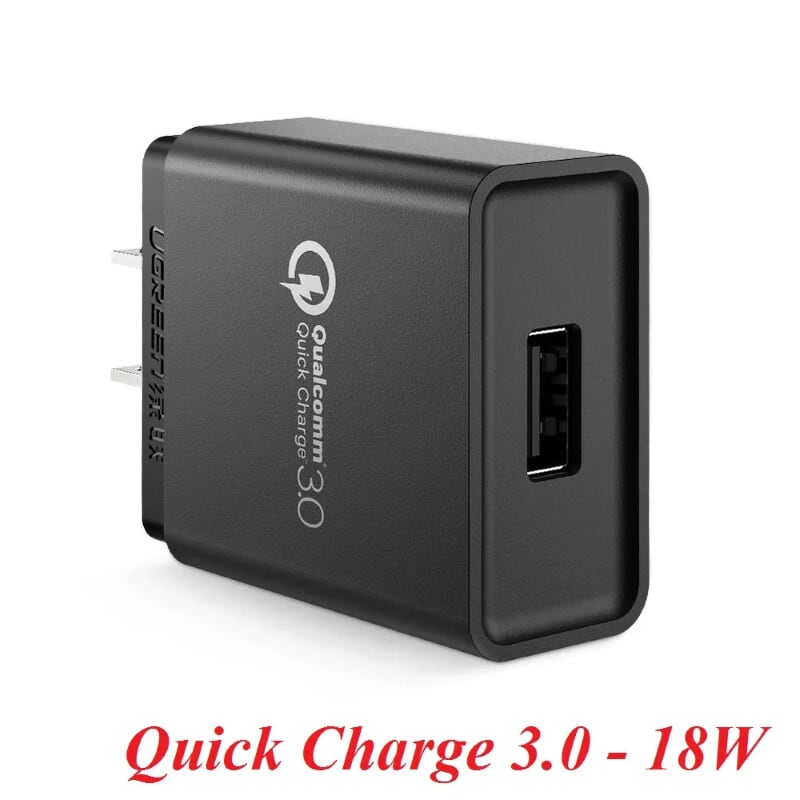 Ugreen 20904 18W qc3.0 sạc nhanh USB Quick Charge 3.0 màu đen 20904