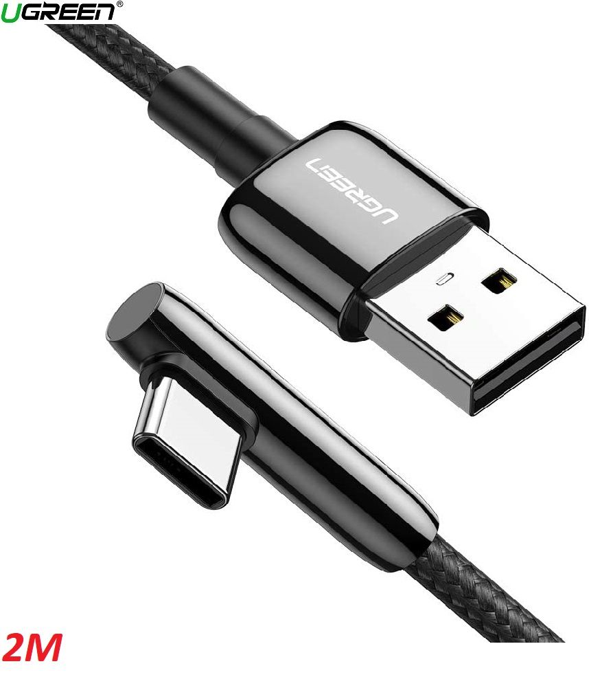 Ugreen 70415 2M màu đen cáp USB type C bẻ góc phải 90 độ ra usb A chống nhiễu US313