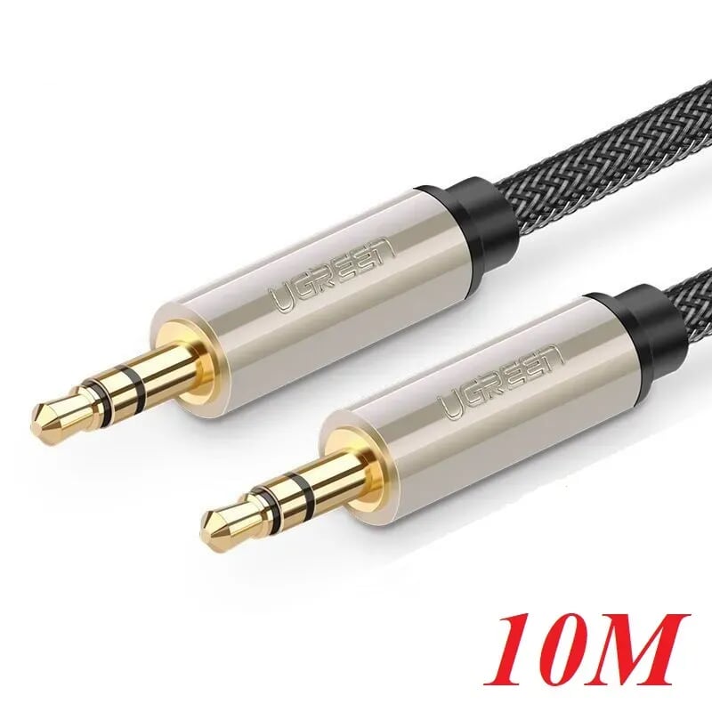 Ugreen 40785 10M màu Đen Cáp âm thanh 2 đầu 3.5mm dương đầu bọc kim loại cao cấp AV125