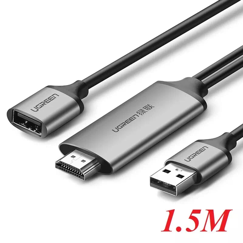 Ugreen 50291 1.5M màu Xám Cáp chuyển đổi USB 2.0 sang HDMI hỗ trợ phân giải FULL HD cao cấp CM151