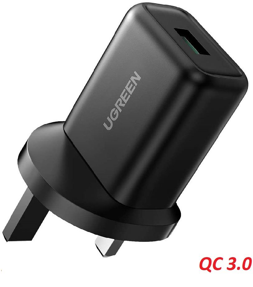 Ugreen 70165 18W Qc3.0 sạc chuẩn cắm UK Plug QC3.0 màu đen CD122