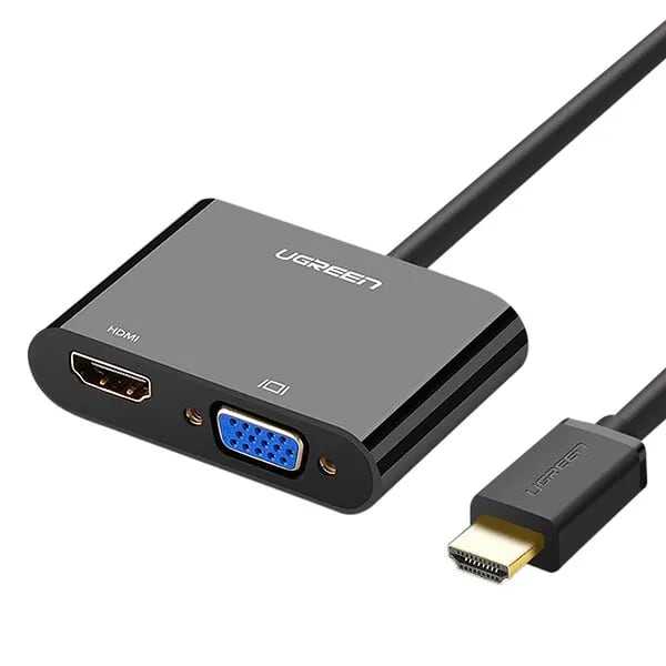 Ugreen 40744 Màu Đen Bộ chuyển HDMI sang VGA + HDMI kèm cổng âm thanh CM101